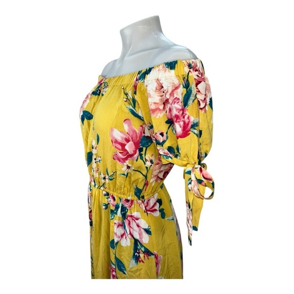 Band of Gypsies Maxi Dress Size 8 New Floral Off-Shoulder Yellow, Pink Dress - Picture 8 of 14